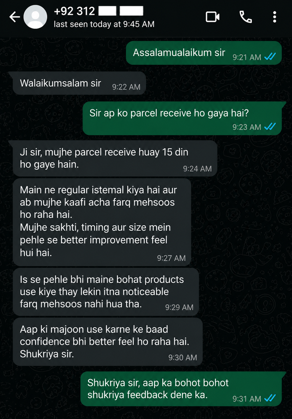 WhatsApp customer review